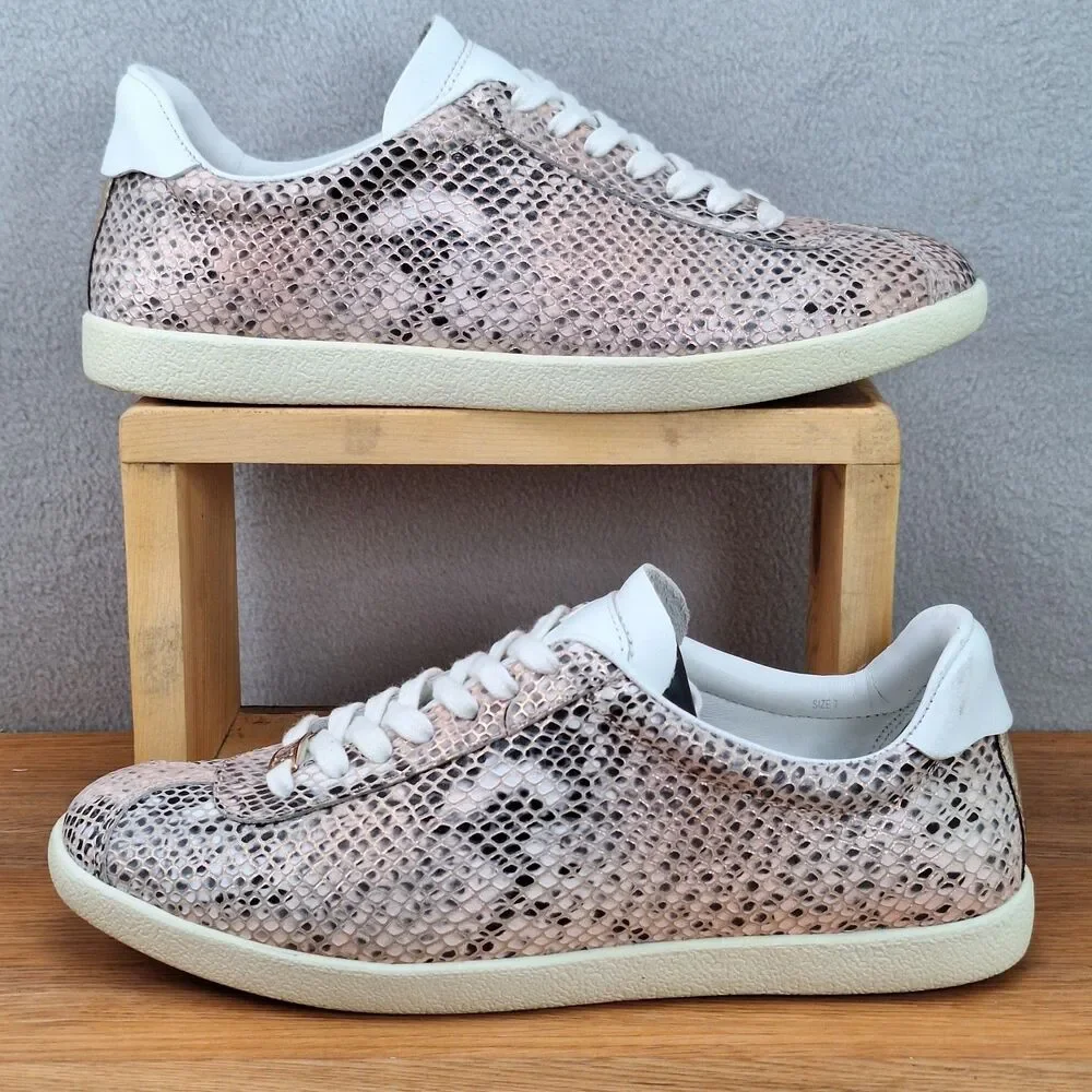 Paige Amy Women's 7 Sneakers Pink Multi Embossed Snakeskin Leather Casual